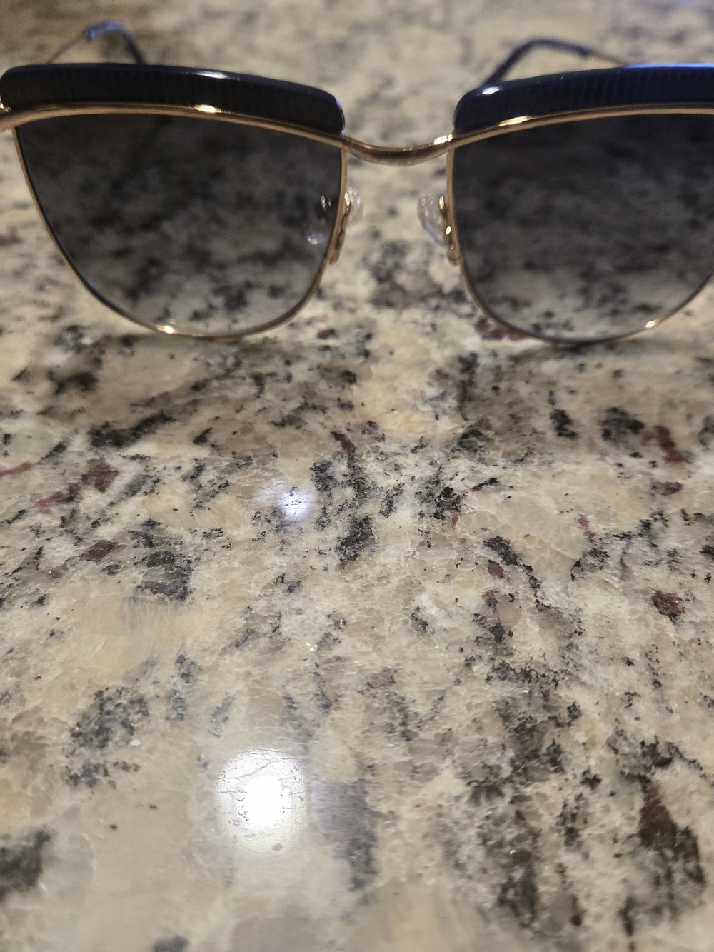 Men's Gold Frame Sunglasses with Navy Temple Tips